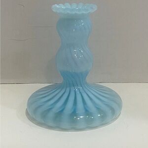 Vintage Fenton Opalescent Swirl Glass Candle Holder - 4"